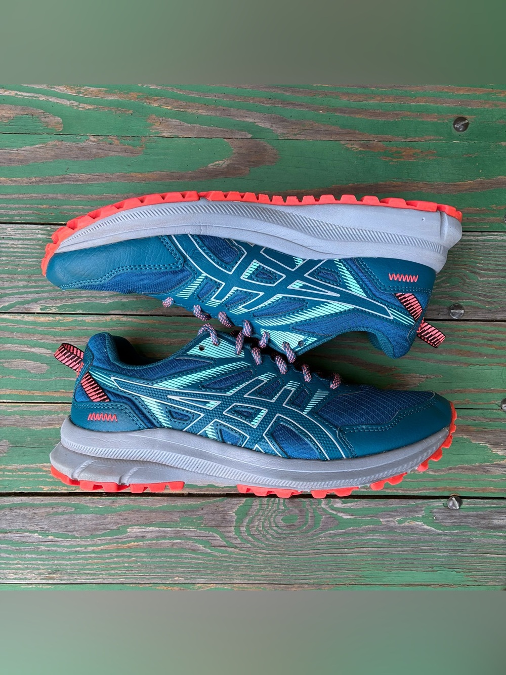 ASICS Womens Gel-Pulse Trail Scout 2 Running Shoes Teal/Gray Sz 8.5 sneakers